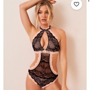 Adore Me Brescia Pink and Black Teddy